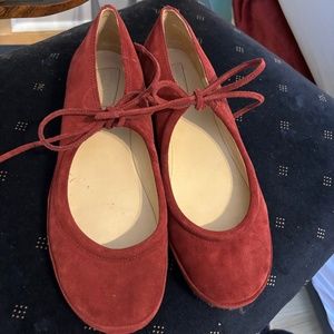Clarks Originals Burgundy Suede tie flats
